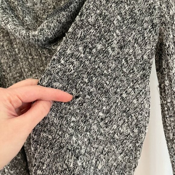 BDG URBAN OUTFITTERS UO Hooded Ribbed Cardigan Black White Marled Open Sweater - Picture 12 of 16